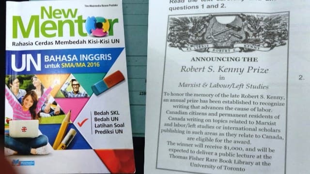 Lambang palu arit ditemukan di kisi-kisi UN Bahasa Inggris