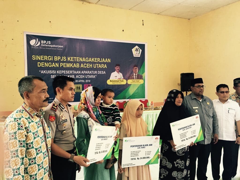 BPJS bayar klaim kematian Rp72 juta untuk tiga aparatur desa di Aceh Utara