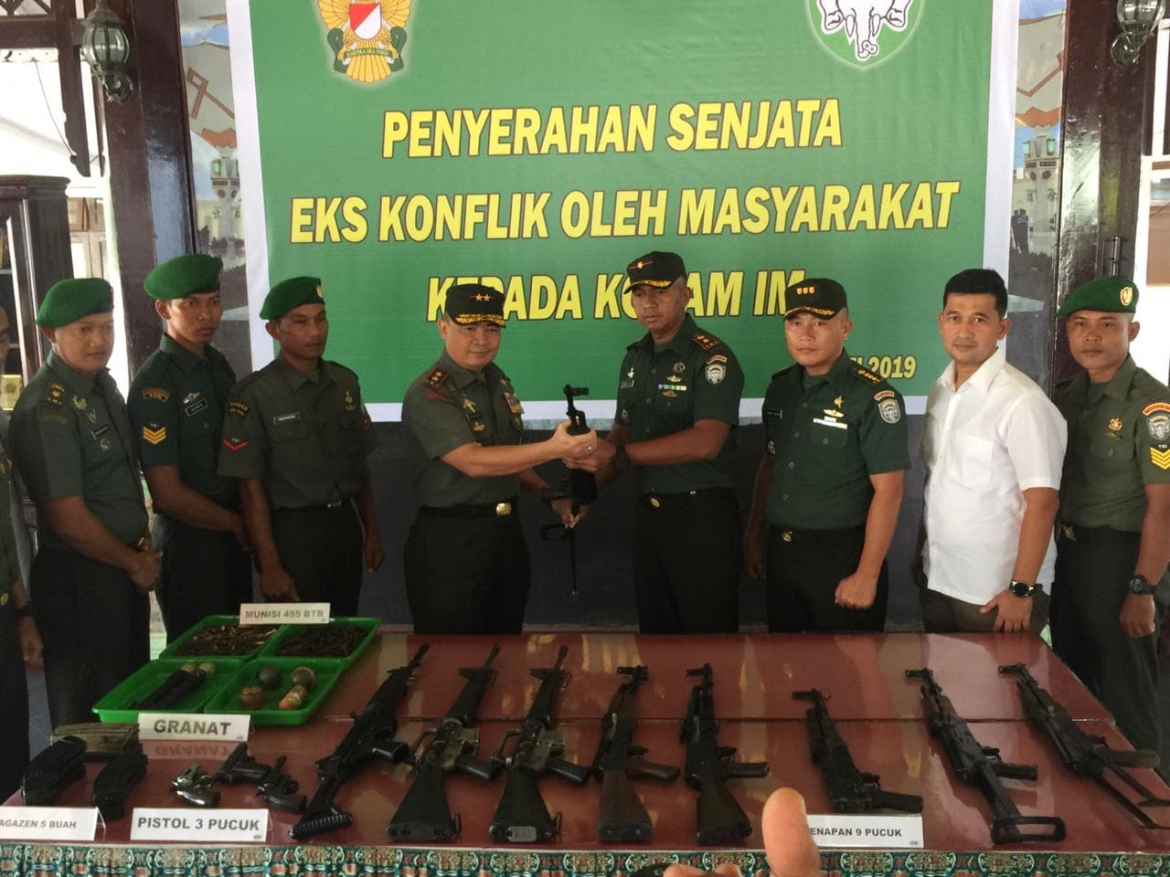 12 Senjata Api Sisa Konflik Diserahkan ke Kodam IM