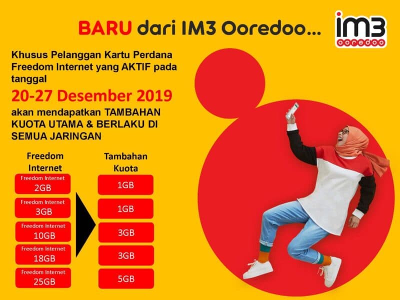 IM3 Ooredoo Kasih Tambahan Kuota 24 Jam di Akhir Tahun