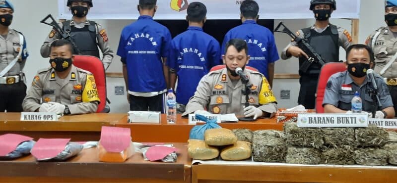 Satresnarkoba Polres Aceh Singkil Amankan 20,8 Kilogram Ganja