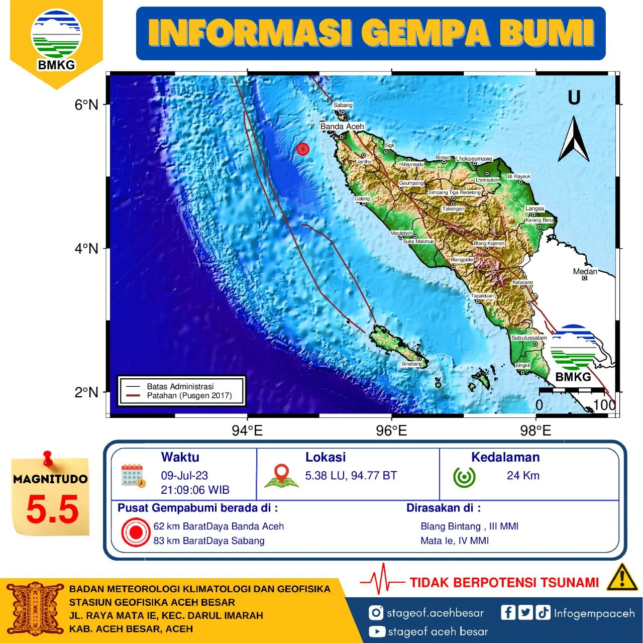 Gempa Magnitudo 5,5 Guncang Banda Aceh