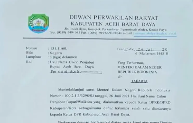 Kadisbudpar dan Kepala DLHK Aceh Diusul jadi Calon Pj Bupati Abdya