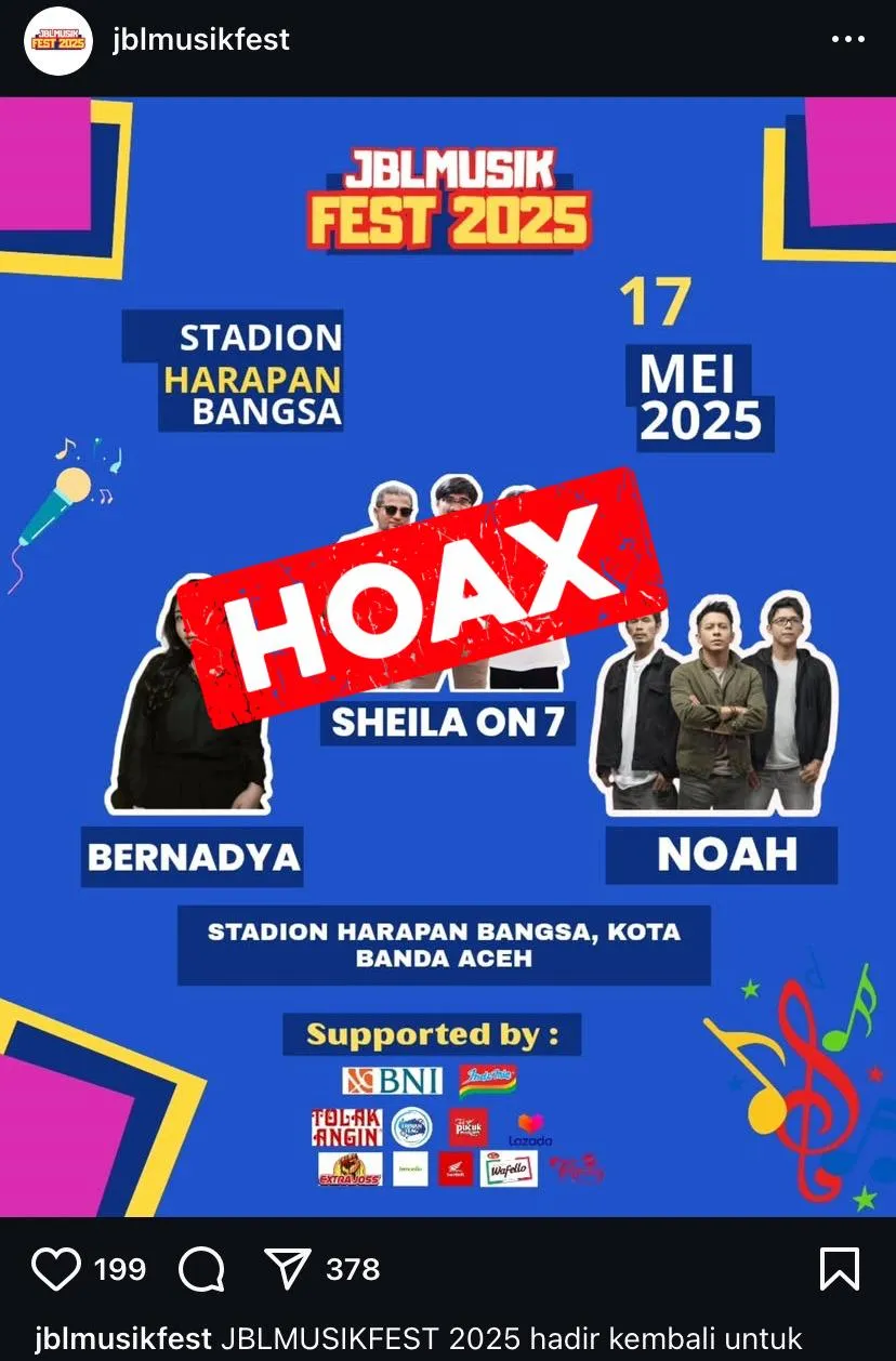 Kabar Sheila On 7 Bakal Konser di SHB Banda Aceh Hoaks